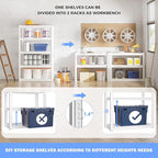 Raybee Garage Shelving Heavy Duty 2000LBS Storage Shelves 5 Tier Metal Shelving Unit White Metal Shelves Pantry Shelf for Kitchen Closet Basement Warehouse 4 Pack