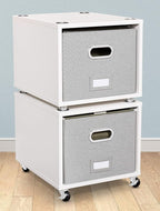 BIRDROCK HOME Rolling File Cabinet – Decorative Storage Shelf w/Removable Bins, Handles, and Wheels – Organize Files, Books, Toys, Under Desk Office Solution, Modern Design - 1 Lateral Drawer, White