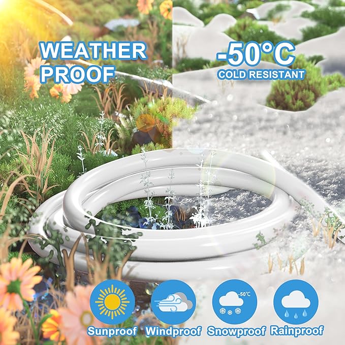 HUANCHAIN Indoor Outdoor White Extension Cord 15 ft Waterproof, 16/3 Gauge Flexible Cold-Resistant Appliance Extension Cord Outside, 13A 1625W 16AWG SJTW, 3 Prong Electric Cable, ETL