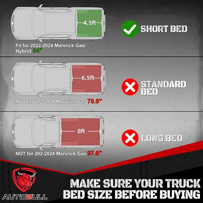 Truck Bed Mat Bed Liner Fit for 2022 2023 2024 2025 Ford Maverick Hybrid & Gas Accessories(4.5FT, 54.4"), Vehicle Truck Bed Liner Custom Fit All Weather Protection TPE Pickup Car Bed Mat