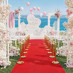 4Pcs Stainless Steel Stanchion Posts with 5ft Red Velvet Ropes - Crowd Control Barriers & Queue Line Kit with 26ft Red Carpet for Wedding, Party, Theater Supplies