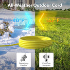 BN-LINK 10ft Outdoor Extension Cord, 12/3 SJTW Heavy Duty Power Cord, 3-Prong Grounded Plug, Weather Resistant, 15A, 1875W, Yellow, for Lawn, Garden, Appliances, ETL Listed