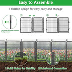 Decorative Garden Fence with Gate, 40 in(H) x 32 ft(L) Rustproof Metal Fence Panels No Dig Fence with Full Panel Gate, Dog Fence Outdoor for Yard, Animal Barrier Garden Fencing for Yard