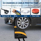 2 Pack 6FT Speed Bumps for Road, Heavy Duty 25,000 Lbs Capacity Traffic Rubber Speed Humps with 2 Channel Floor Cord Cover for Asphalt Concrete Gravel Driveway Road Cable Protector Ramp