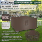 Square Heavy Duty Patio Table Covers Waterproof, 600D Outdoor Dining Table and Chair Set Covers, Outdoor Furniture Cover Waterproof for Sectional Sofa Couch 64''L x 64''W x 32''H, Brown