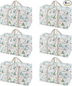 VENO 6 Pack Moving Bags and Large Christmas Storage Bins with lids. Alternative to Moving Boxes, Packing Supplies for College. Extra Large Heavy Duty Totes for Packaging (Pastel Forest, 6 Pack)
