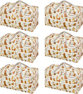 VENO 6 Pack Moving Bags and Large Christmas Decoration Storage Bins with lids. Alternative to Moving Boxes, Packing Supplies for College. Heavy Duty Totes (Holiday Pups, 6 Pack)