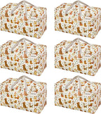 VENO 6 Pack Moving Bags and Large Christmas Decoration Storage Bins with lids. Alternative to Moving Boxes, Packing Supplies for College. Heavy Duty Totes (Holiday Pups, 6 Pack)