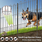 Bepatio Decorative Garden Fence Animal Barrier with Gate, 24in (H) x 20ft (L) 10 Panels Decorative Dog Fence Outdoor for Yard, Heavy Duty Rustproof Metal Fence Border, Flower Bed, Easy Setup, Black