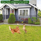 No Dig Decorative Garden Fence 5 Panels with Gate, 40 in (H) x 11.8 ft (L), Dog Fence Outdoor for Yard，Rustproof Metal Animal Barrier Ground Stakes Fencing for Garden, Patio, Flower Bed