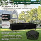 Heavy Duty Patio Furniture Covers Waterproof, 600D Outdoor Furniture Cover Waterproof for Sectional Sofa Couch, Outdoor Dining Table and Chair Set Covers 140''L x 80''W x 32''H, Black