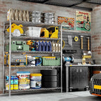 Storage Shelves Heavy Duty, 48" L x 20" W x 72" H Garage Wire Shelving Unit Loads 2000LBS, 5-Tier Adjustable Metal Industrial Utility Shelf Rack for Kitchen, Laundry Room, Pantry, Warehouse, Basement