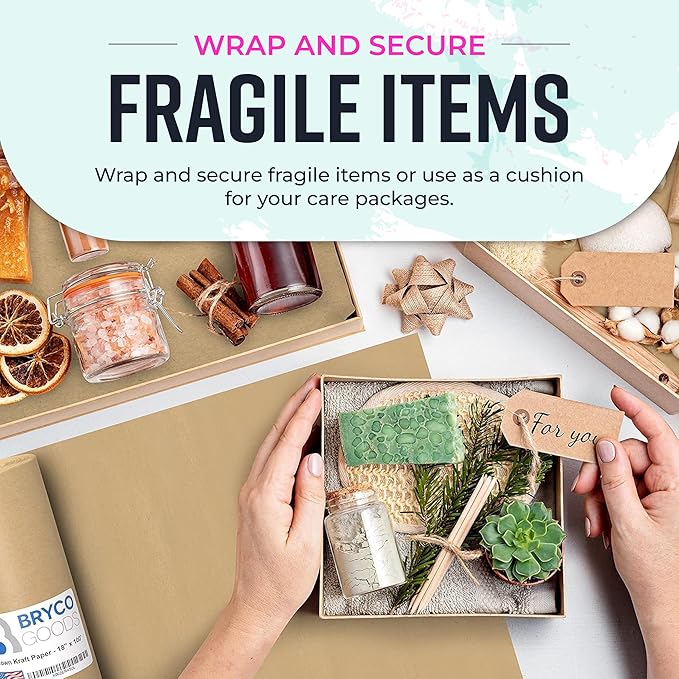 Bryco Goods 48" x 200' (2400") Brown Kraft Paper Roll - USA Made - Versatile for Different Arts and Crafts Projects - Pin Up Your Work Or School Notes - Create Vision Board for Your Bedroom
