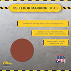 Mighty Line 1" Solid Dot Shaped Floor Marking Tape for Safety, Caution, Warning, Heavy-Duty, Peel and Stick, Adhesive Circle Spots, Industrial Quality, Brown, Pack of 200