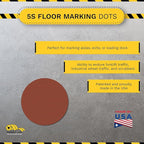 Mighty Line 5.7" Solid Dot Shaped Floor Marking Tape for Safety, Caution, Warning, Heavy-Duty, Peel and Stick, Adhesive Circle Spots, Industrial Quality, Brown, Pack of 100
