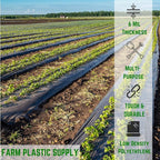 Farm Plastic Supply - Black Plastic Sheeting - 6 mil - (40' x 100') - Black Plastic Tarp, Polyethylene Vapor Barrier Plastic Sheeting, Black Painters Tarp, Roll of Heavy Duty Plastic