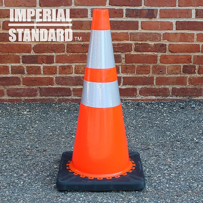 Traffic Cones - Safety Cones - 28" Orange Cones with 2 Reflective Collars - Construction Cones - Road Cones - Parking Cones - Street Cone (32 pack)