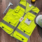 TCCFCCT Mesh High Visibility Safety Vest for Men Women 9 Pockets Hi Vis Reflective Vest for Safety, Work Vest with Reflective Strips, Meets ANSI/ISEA Standards, (Yellow, 4X-Large)