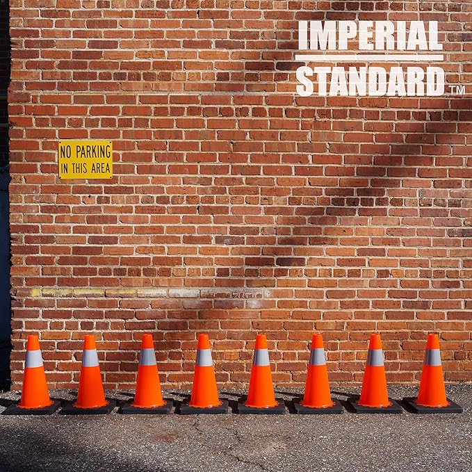 Traffic Cones - Safety Cones - 18" Orange Cones with 2 Reflective Collars - Construction Cones - Road Cones - Parking Cones - Street Cone (8 pack)